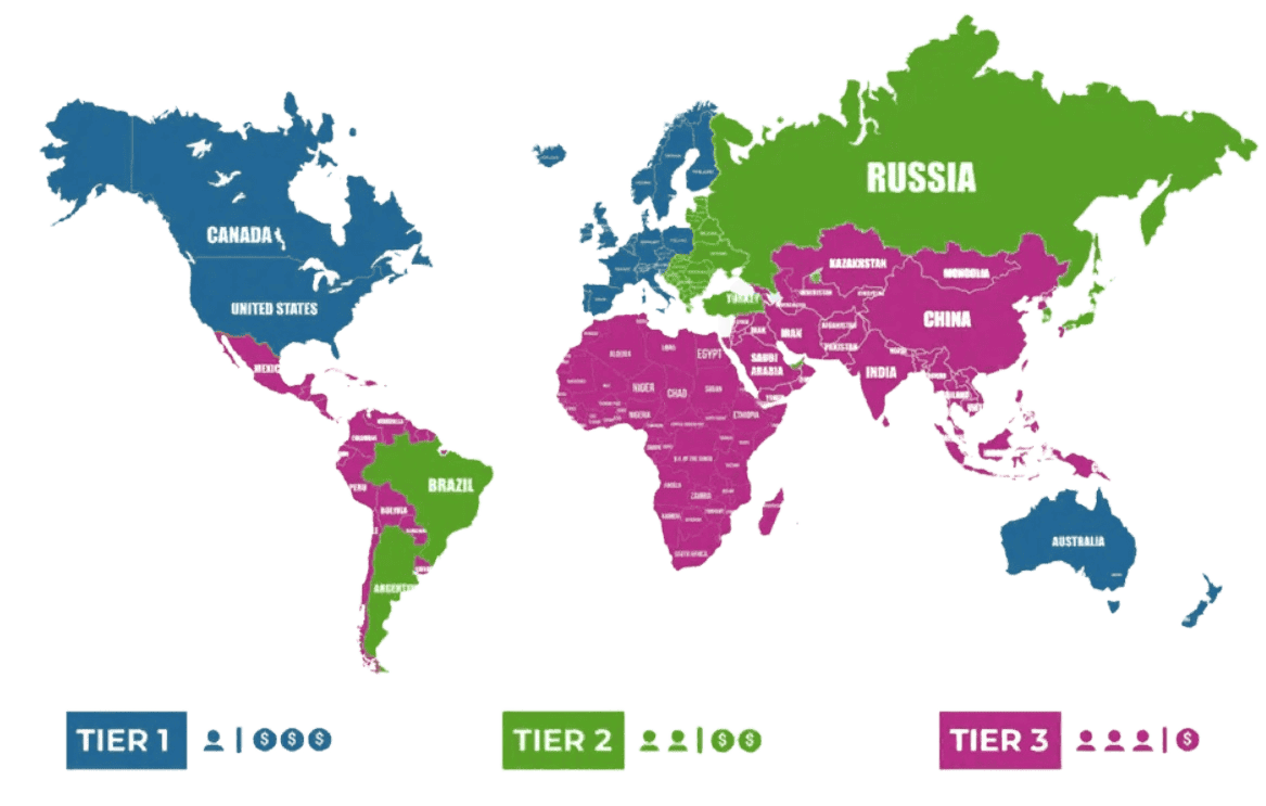 ГЕО и трафик: как работают уровни Tier в арбитраже